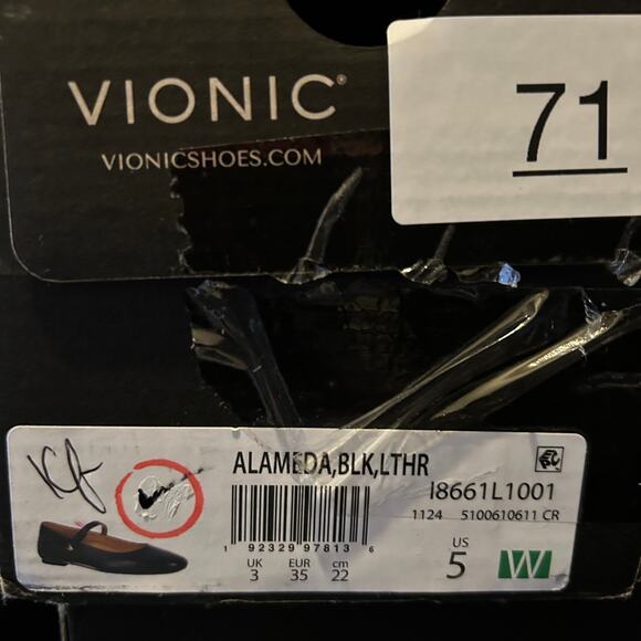 Vionic Alameda Leather Mary Jane Flats Shoes Black I8661L1001 Women's 5 Wide NWB - Picture 11 of 11